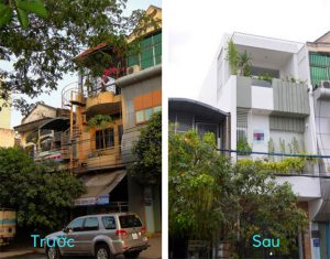 cải tạo mặt tiền nhà 3 tầng cũ