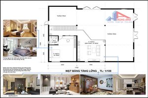 Bản vẽ nhà cấp 4 3 phòng ngủ gác lửng