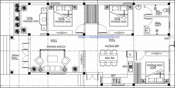 Mẫu nhà cấp 4 mái thái đẹp 3 phòng ngủ tại Bình Dương - ACHI 13026