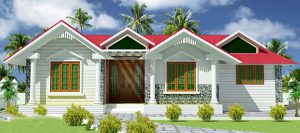 Mẫu nhà cấp 4 mái thái hình chữ U