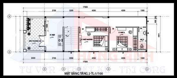 Bản vẽ CAD nhà 2 tầng 6x15 tầng 2