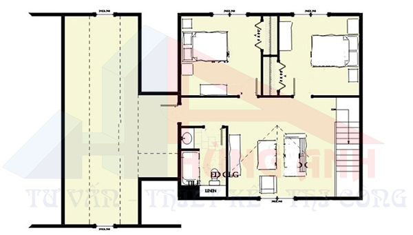Bản vẽ thiết kế nhà 2 tầng kiểu Mỹ