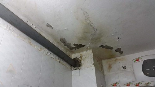 trần nhà vệ sinh bị bong tróc