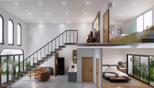 nhà cấp 4 gác lửng 3 phòng ngủ