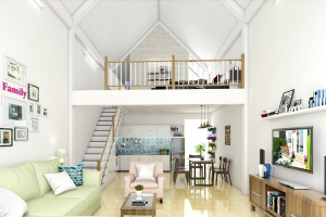 nhà cấp 4 gác lửng 1 phòng ngủ