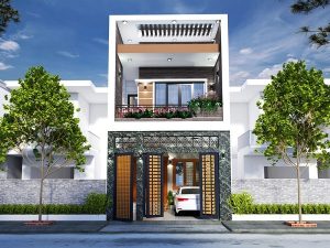 thiết kế nhà 2 tầng 5x20 có gara