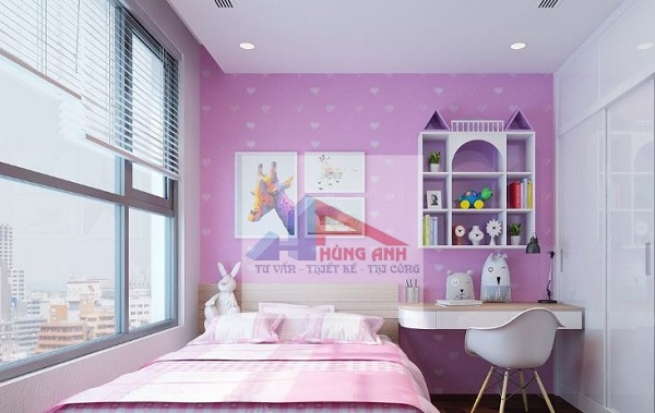 thiết kế phòng ngủ chung cư cho bé gái