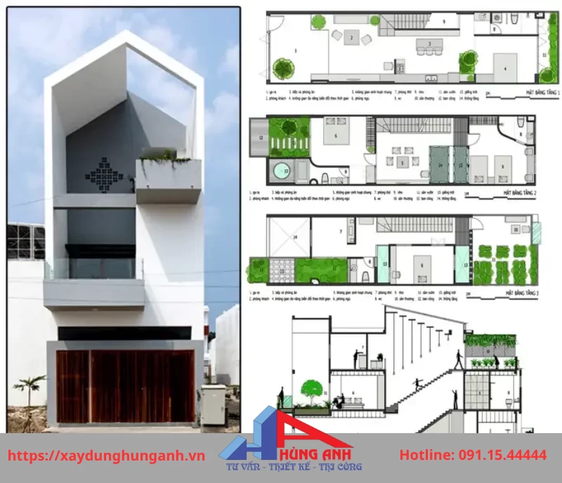 thiết kế nhà ống 3 tầng