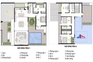 bản vẽ thiết kế nhà 2 tầng
