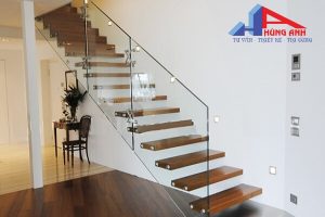cầu thang kính hiện đại