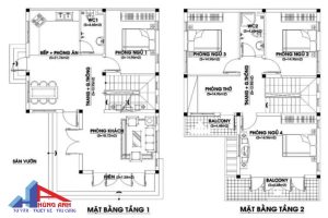 Bản vẽ sân vườn 2 tầng