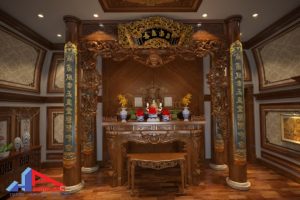 Thiết kế nội thất phòng thờ cổ điển