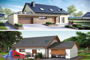 mẫu nhà cấp 4 4 phòng ngủ 120m2 có gara