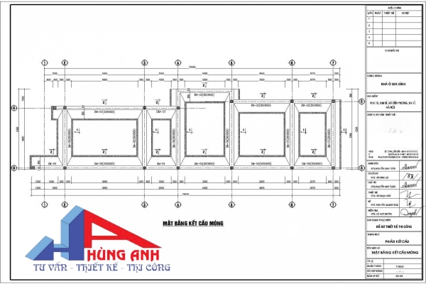 Bản vẽ móng băng 2 phương