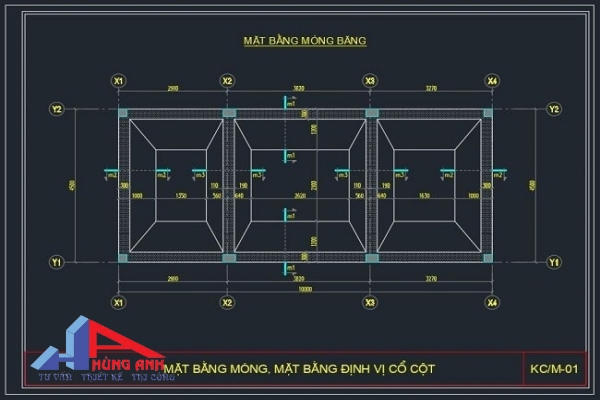 Bản vẽ móng băng 2 phương