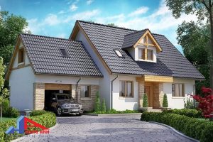mẫu nhà cấp 4 4 phòng ngủ 120m2 có gara