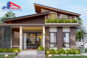 mẫu nhà cấp 4 4 phòng ngủ 120m2 mái lệch