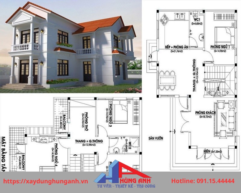bản vẽ nhà 2 tầng
