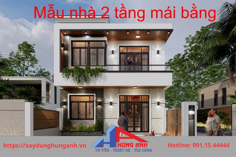 mẫu nhà 2 tầng mái bằng