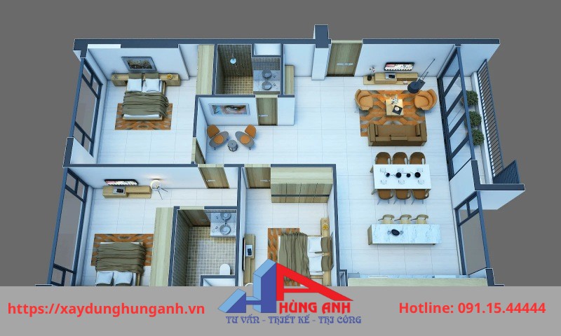 bản vẽ 3d nhà