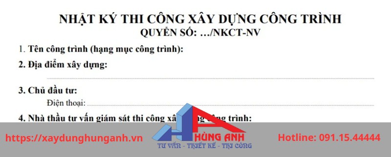 nhật ký thi công nhà ở