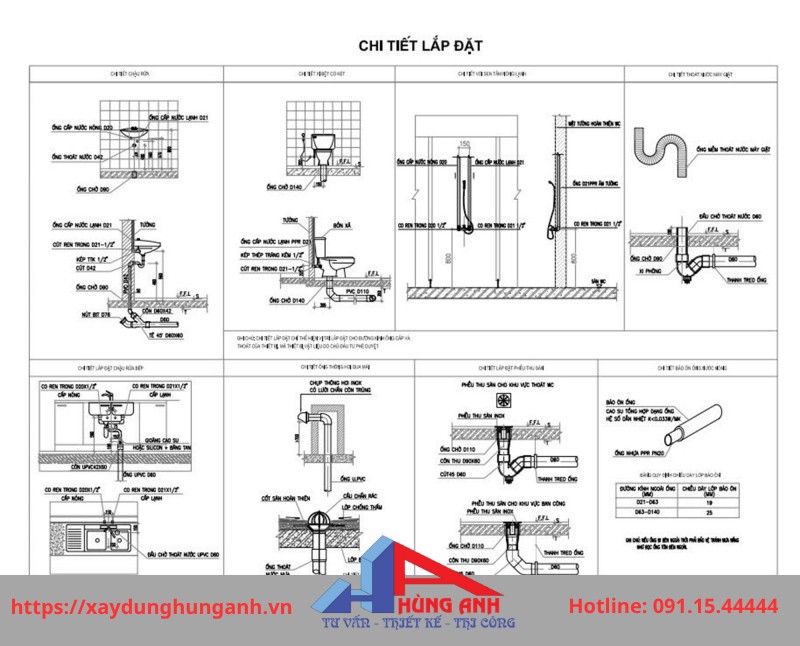 sơ đồ lắp đặt thiết bị vệ sinh