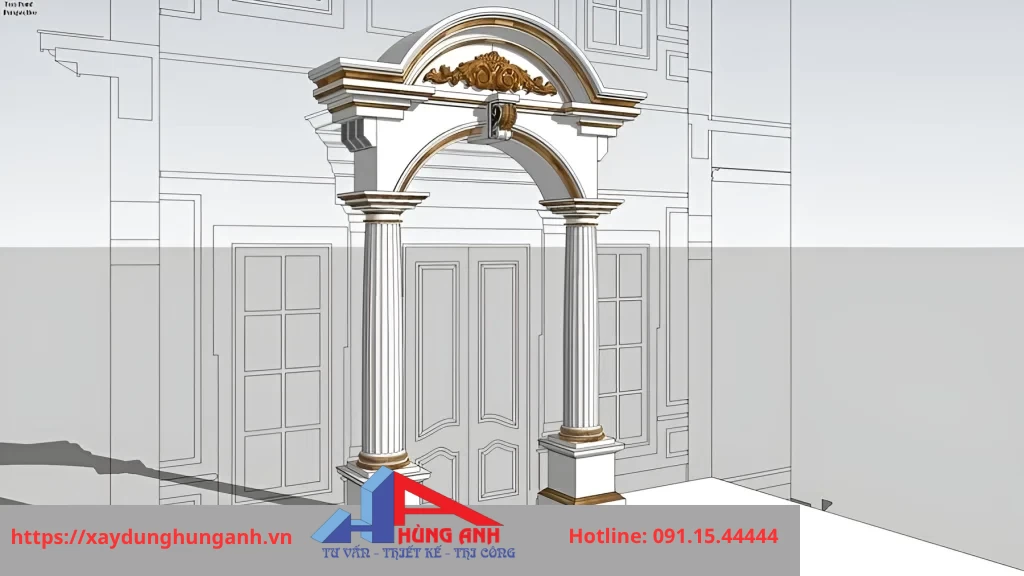cột và những đường nét của nhà tân cổ điển